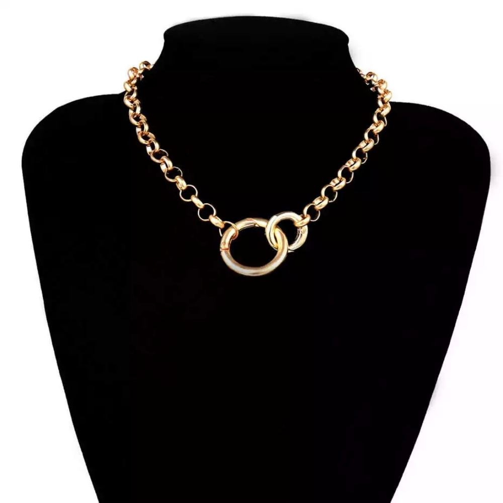 New Women Clavicle Necklace Gold circle Pendant Choker Trendy Chain Jewelry